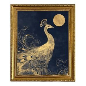 Gold Peacock Sketch Wall Art
